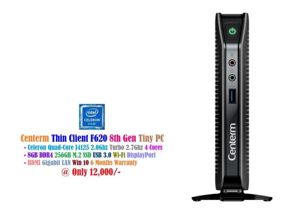 Centerm Thin Client F620 Tiny Mini PC Celeron J4125 2.0Ghz Turbo 2.7Ghz 4 Cores 8GB 256GB M.2 SSD Wi-Fi HDMI USB 3.0 LAN