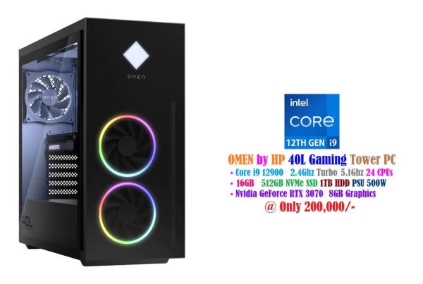 OMEN by HP 40L Gaming Tower PC Core i9 12900 2.4Ghz 24 CPU's 32GB 1TB NVMe SSD 1TB HDD PSU 800W Nvidia GeForce RTX 3070 8GB Graphics