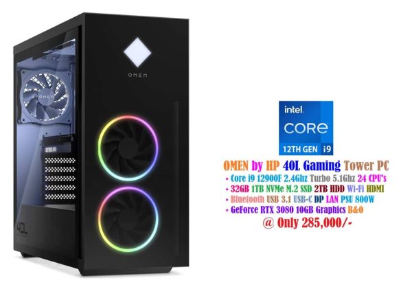 OMEN by HP 40L Gaming Tower PC Core i9 12900F 2.4Ghz 24 CPU's 32GB 1TB NVMe M.2 SSD 2TB HDD GeForce RTX 3080 10GB Graphics