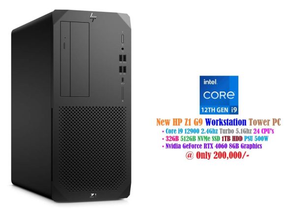 New HP Z1 G9 Workstation Gaming Tower Core i9 12900 2.4Ghz 24 CPUs 32GB 512GB NVMe SSD 1TB HDD PSU 500W GeForce RTX 4060 8GB Graphics