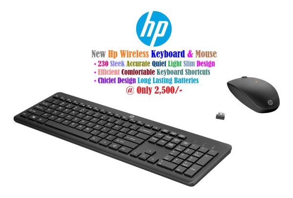 New Hp 230 Wireless Keyboard & Mouse Sleek Accurate Quiet Light Slim Design Efficient Comfortable Keyboard Shortcuts Chiclet Design Long Lasting Batteries