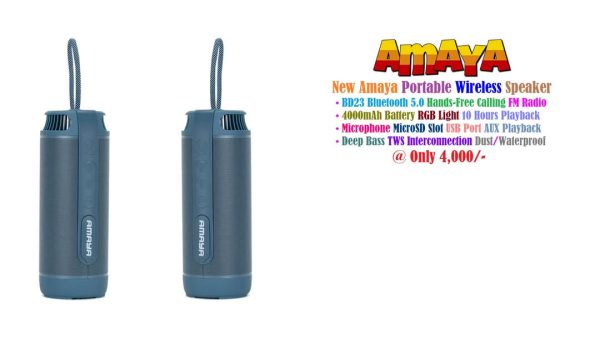 New Amaya Portable BD23 Wireless Bluetooth Speaker Hands-Free Calling FM Radio 4000mAh Battery RGB Light Mic MicroSD USB AUX Deep Bass TWS Interconnection Dust Waterproof