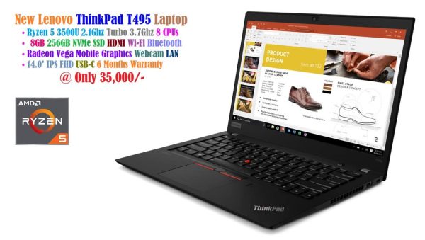 New Lenovo ThinkPad T495 Laptop Ryzen 5 3500U 2.1Ghz 8 CPUs 8GB 256GB NVMe SSD 14.0' IPS FHD Screen Radeon Vega Mobile Graphics