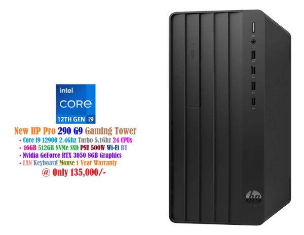 New HP Pro Tower 290 G9 Gaming Desktop Core i9 12900 2.4Ghz 24 CPUs 16GB 512GB NVMe SSD PSU 500W Nvidia GeForce RTX 3050 8GB Graphics