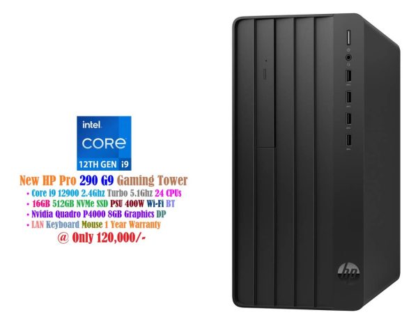 New HP Pro Tower 290 G9 Gaming Desktop Core i9 12900 2.4Ghz 24 CPUs 16GB 512GB NVMe SSD PSU 400W Nvidia Quadro P4000 8GB Graphics