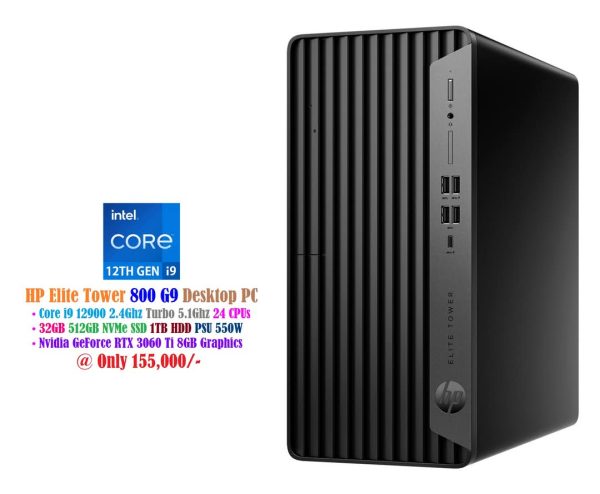 HP Elite Tower 800 G9 Desktop PC Core i9 12900 2.4Ghz 24 CPUs 32GB 512GB NVMe SSD 1TB HDD 550W Nvidia GeForce RTX 3060 TI 8GB Graphics
