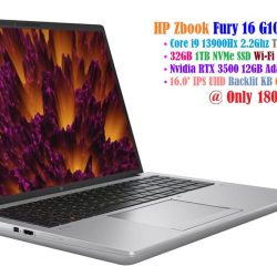 HP Zbook Fury 16 G10 Workstation Laptop Core i9 13900Hx 2.2Ghz 32 CPUs 32GB 1TB NVMe SSD 16.0' IPS UHD 2160P Nvidia RTX A3500 12GB Ada Graphics